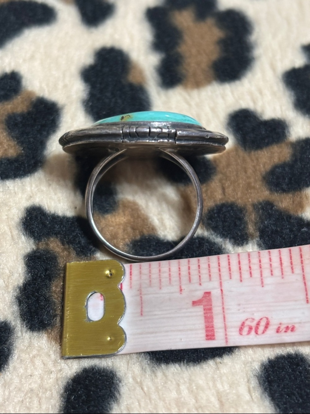 Vintage Sterling Silver 🩵 Turquoise Stone Ring 7.5 Southwest Statement - Picture 8 of 15